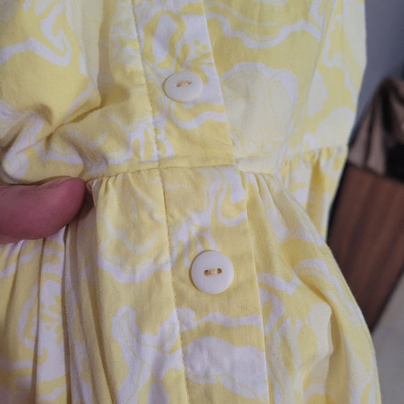 1980s Lilly Pulitzer yellow floral dress Vintage Cotton Dresa - Picture 9 of 14